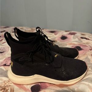 Puma Women's Black and Gold Athletic Shoes